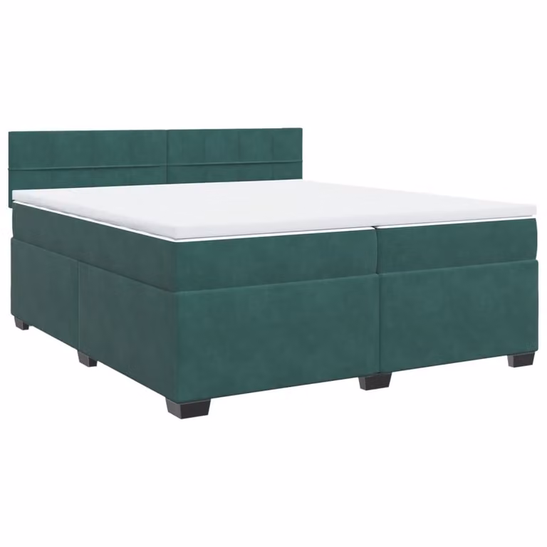 Giroletto a Molle con Materasso Verde Scuro 200x200 cm Velluto