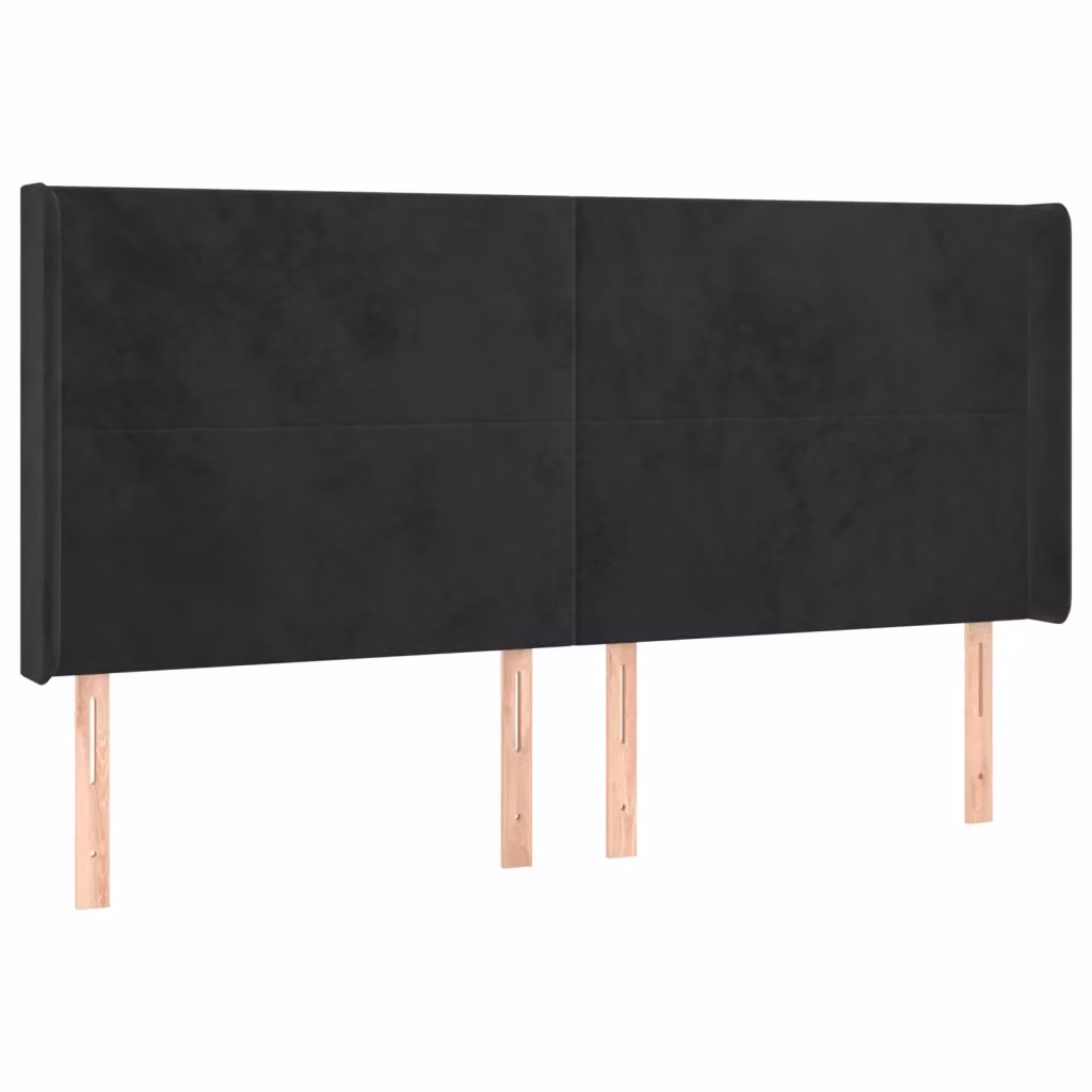 Testiera ad orecchio vidaXL in velluto nero con struttura in legno L: 203 cm, P: 16 cm, H: 118/128 cm – 2