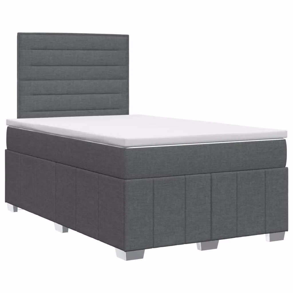 Letto box spring con materasso ibrido vidaXL in tessuto Grigio e Bianco L/P: 120 x 200 cm – 2
