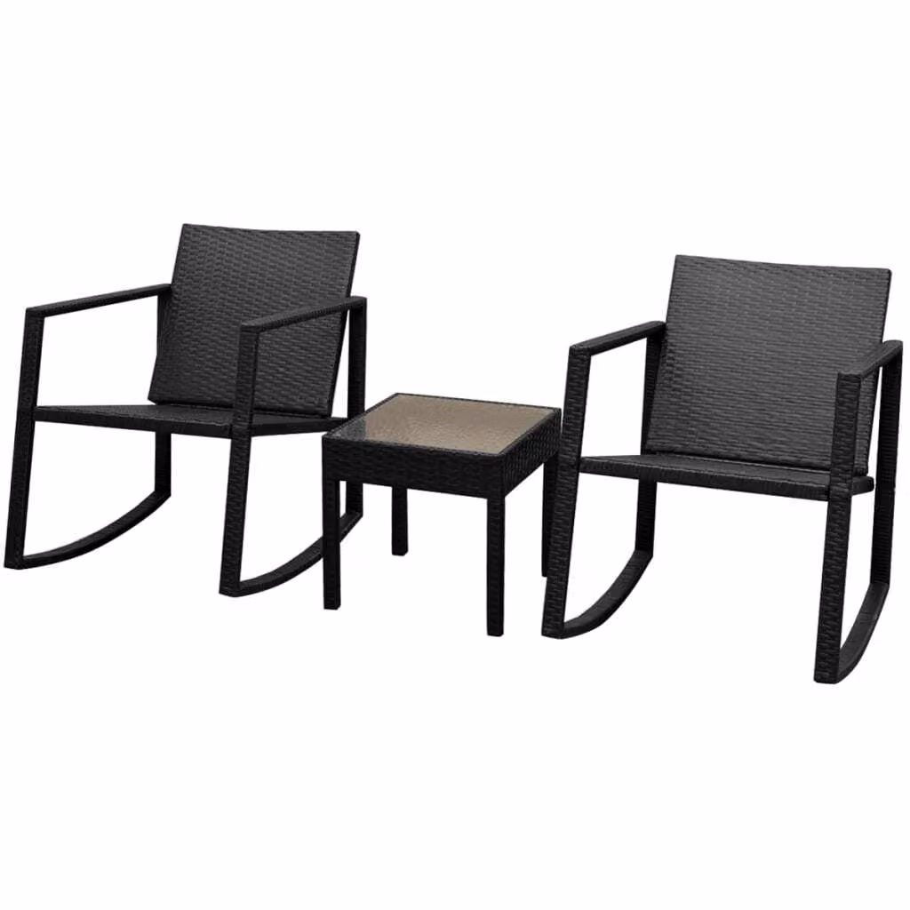 Maison Exclusive - Set da bistrot composto da 3 pezzi, in rattan sintetico nero