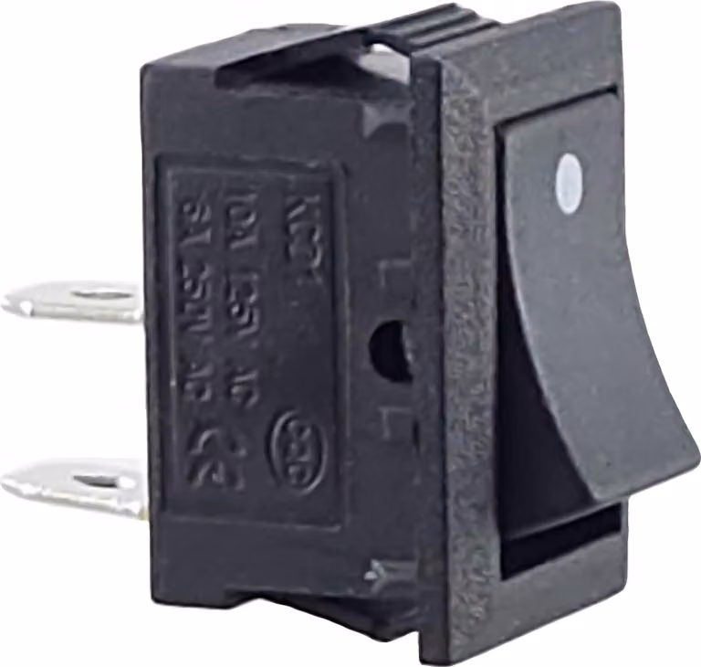 Mini interruttore a bilanciere con indicatore, 250 V, 6 A CA/CC, 2 poli, rettangolare, 19 x 13 mm, ON/OFF