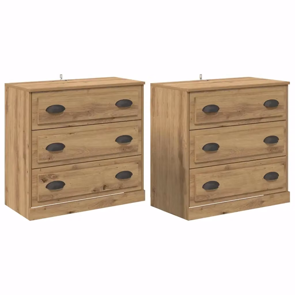 Set di 2 Sideboard moderni vidaXL in rovere marrone, L/P/H: 70 x 35,5 x 67,5 cm – 2