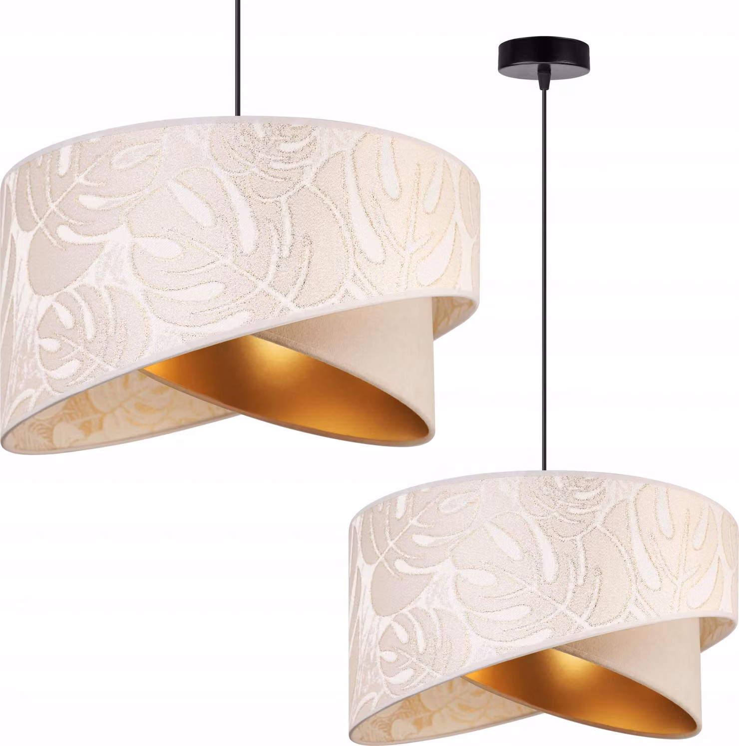 Light-Home Milano lampada a sospensione con paralume - Lampada da soffitto industriale - Lampada a sospensione in metallo con paralume in velluto - Beige Monserta, Nero