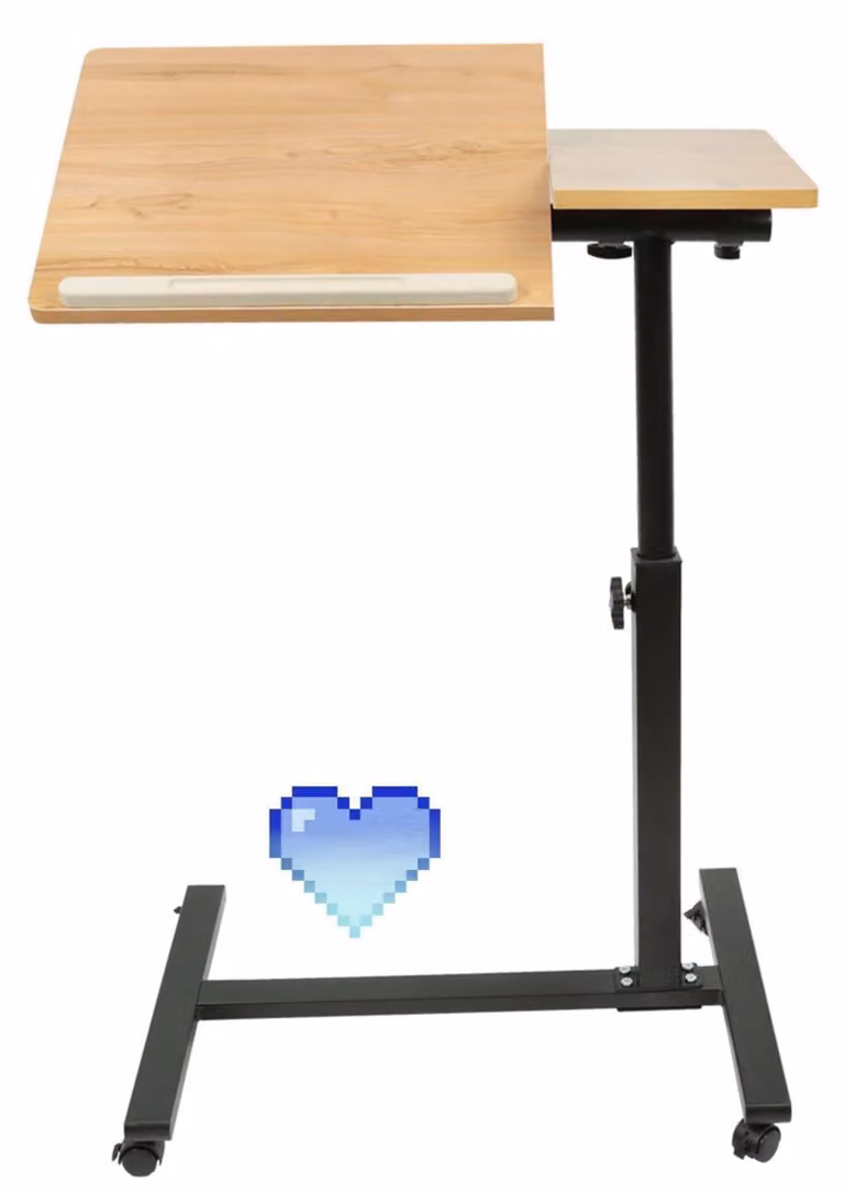 Scrivania regolabile in altezza per stare in piedi, con 4 ruote, scrivania regolabile per lavoro in piedi o seduti, tavolino da notte, dimensioni 60x34,5x58-90 cm, colore legno