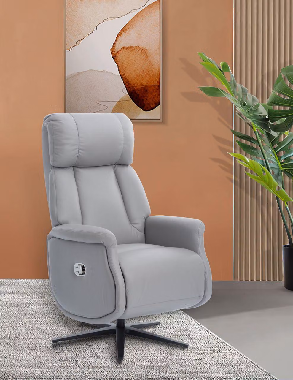 Poltrona relax reclinabile effetto pelle, circa 75 x 83 x 115 cm - Grigio chiaro
