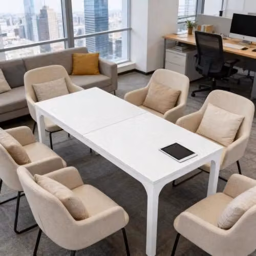 Tavolo da pranzo rettangolare per 6-8 persone in MDF e metallo bianco 200 × 70 × 75 cm