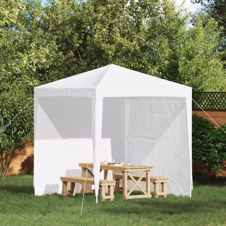 Set di 2 pareti per tenda da festa vidaXL in PE e acciaio, Bianco, L: 200 cm, H: 195 cm