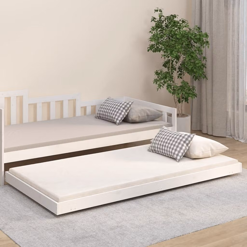 The Living Store Letto in legno massiccio bianco 80x200 cm pino