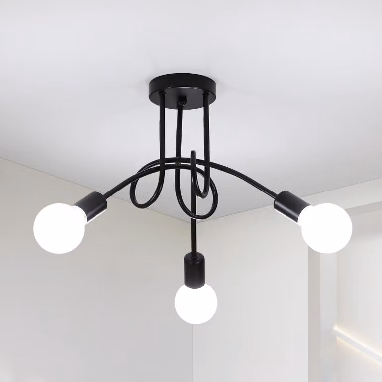 Lampada a sospensione Toolight, 3 luci, colore nero, attacco E27, diametro 40 cm, ideale per la camera da letto. Lampada a 3 luci, colore nero