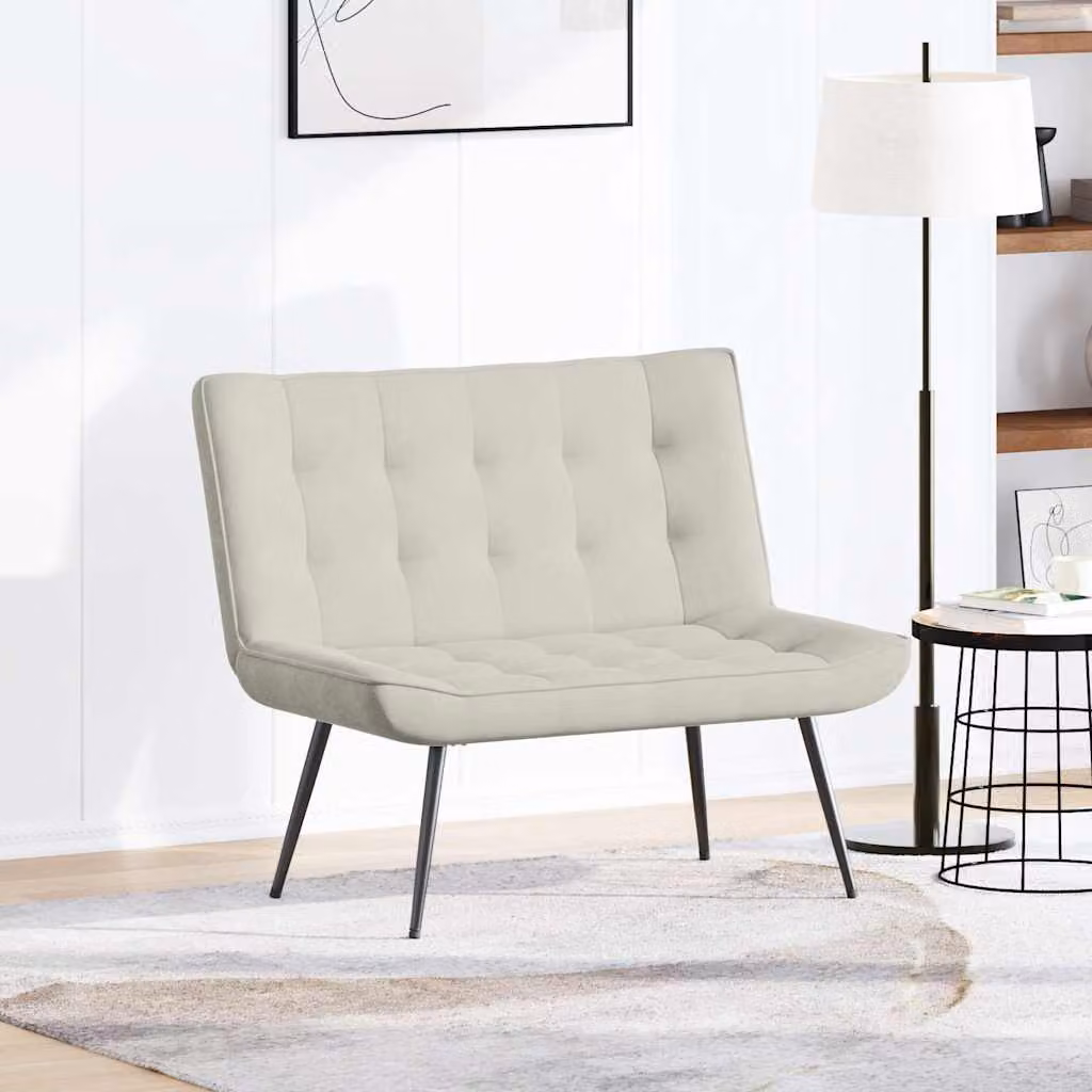 vidaXL Panca Crema 110x74x84 cm in Velluto