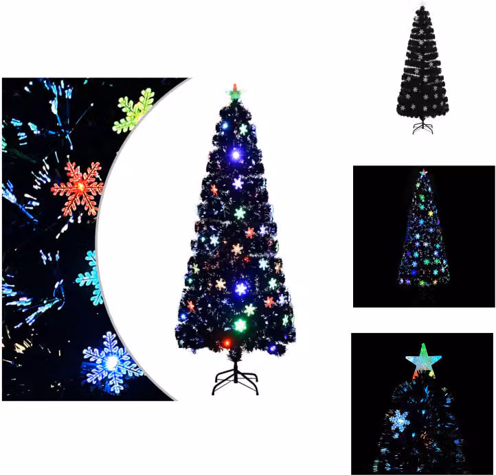 vidaXL Albero di Natale con fiocchi di neve a LED nero 240 cm in fibra ottica - Alberi di Natale