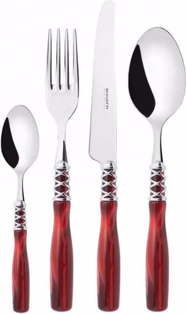 ARIANNA Ghiera Cromata, Posate Set 24 Pz, Scatola Compact, Casa Colore: Rosso
