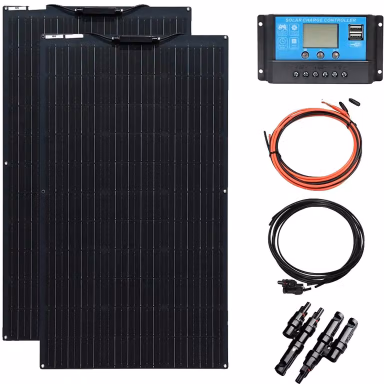 Set di pannelli solari flessibili, opzioni da 100W e 200W, alta efficienza di carica, resistente alle intemperie, set solare da 200W
