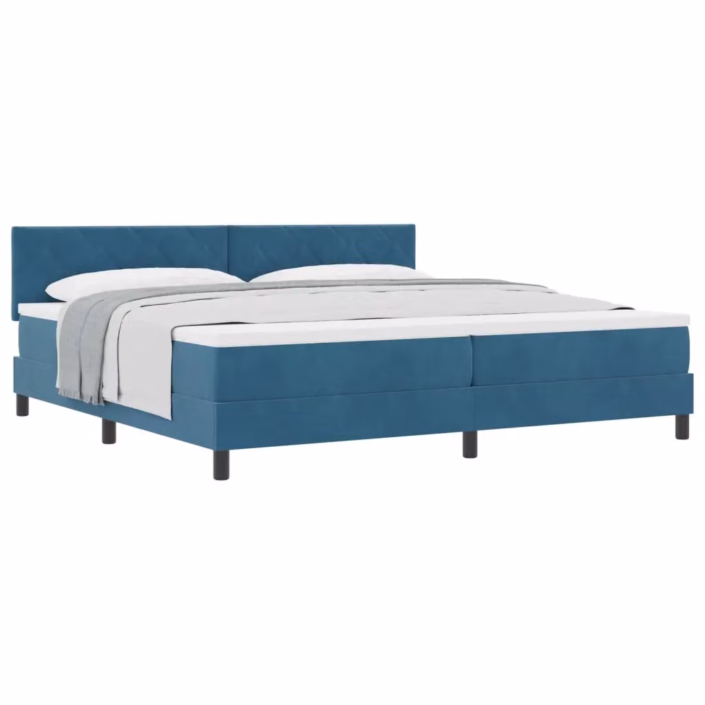 Letto a molle moderno vidaXL in velluto blu con testiera, L/P/H: 200 x 200 x 280 cm – 2