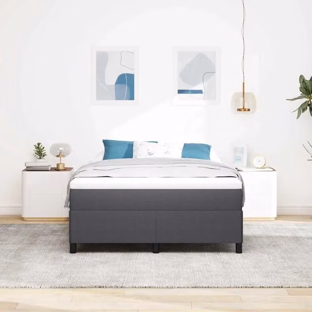 Letto a molle Grigio Scuro 160 x 200 cm Tessuto in Cords 42006978