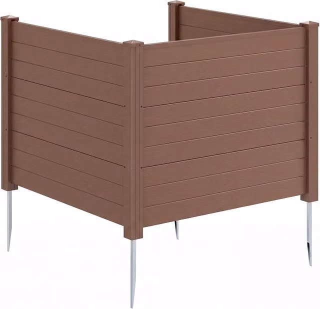 Recinzione decorativa per giardino in plastica e acciaio zincato marrone con pali per installazione nel terreno