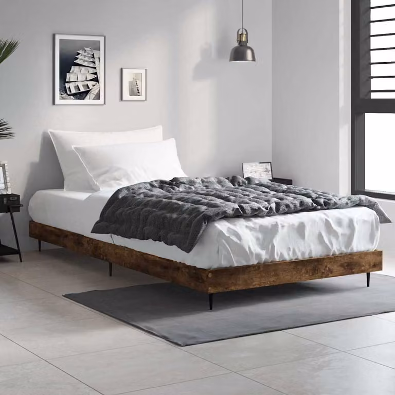 vidaXL Giroletto senza Materasso in Rovere Fumo, L/P/H: 90 x 200 x 20 cm