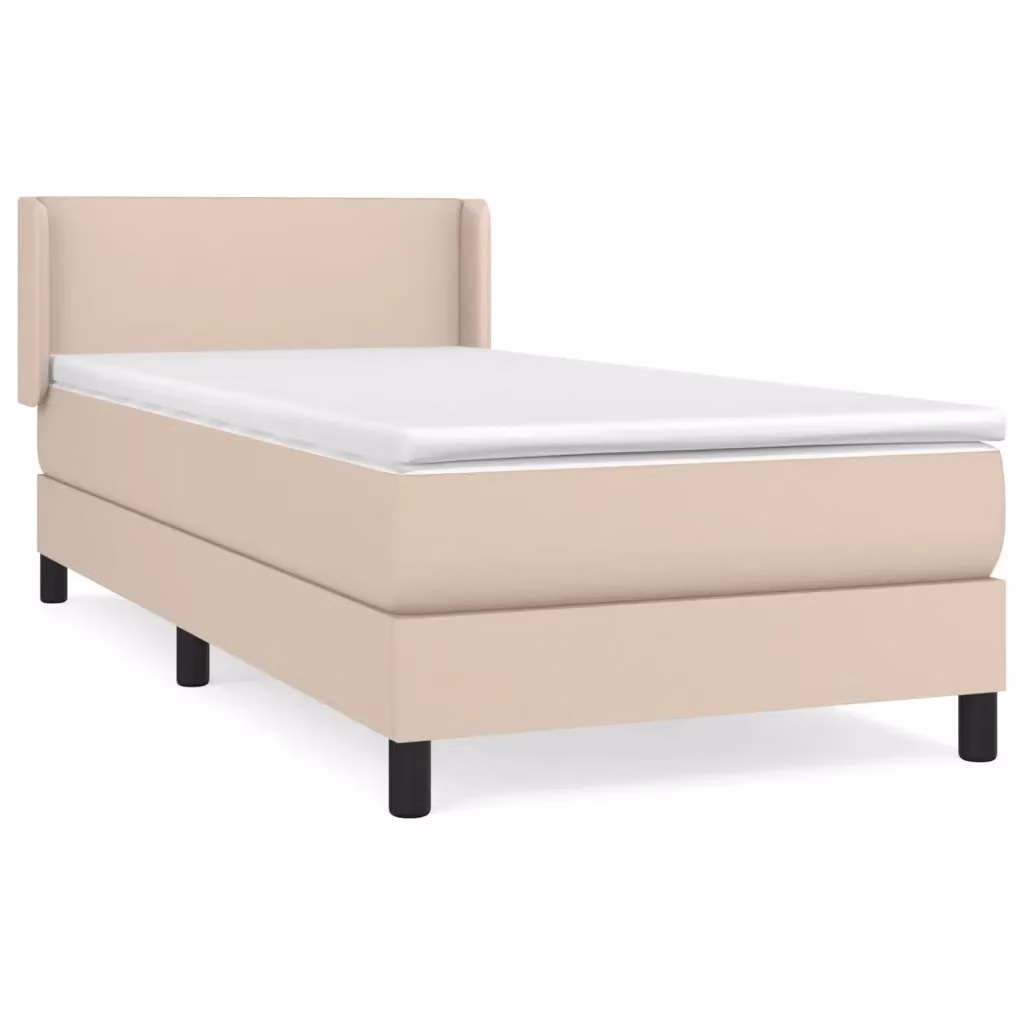 Letto con Giroletto a Molle e Materasso Ibrido VIDAXL in Similpelle Beige e Bianco L/P: 100 x 200 cm – 2