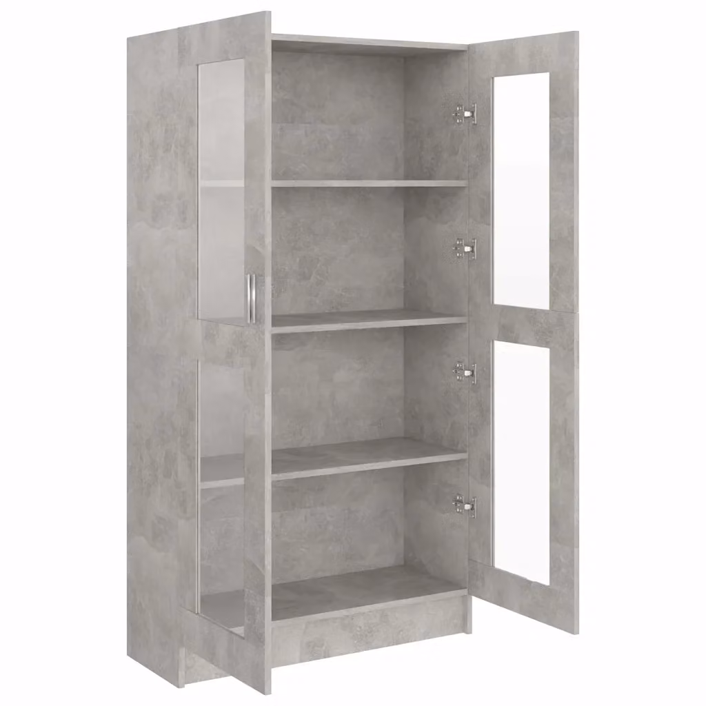 Vetrina classica HELLOSHOP26 con ante in vetro e 4 scomparti, colore grigio cemento, L 82,5 x P 30,5 x H 150 cm – 2