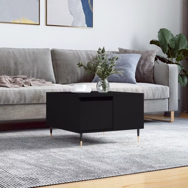 Tavolino The Living Store nero 55x55x36,5 cm in materiale ligneo