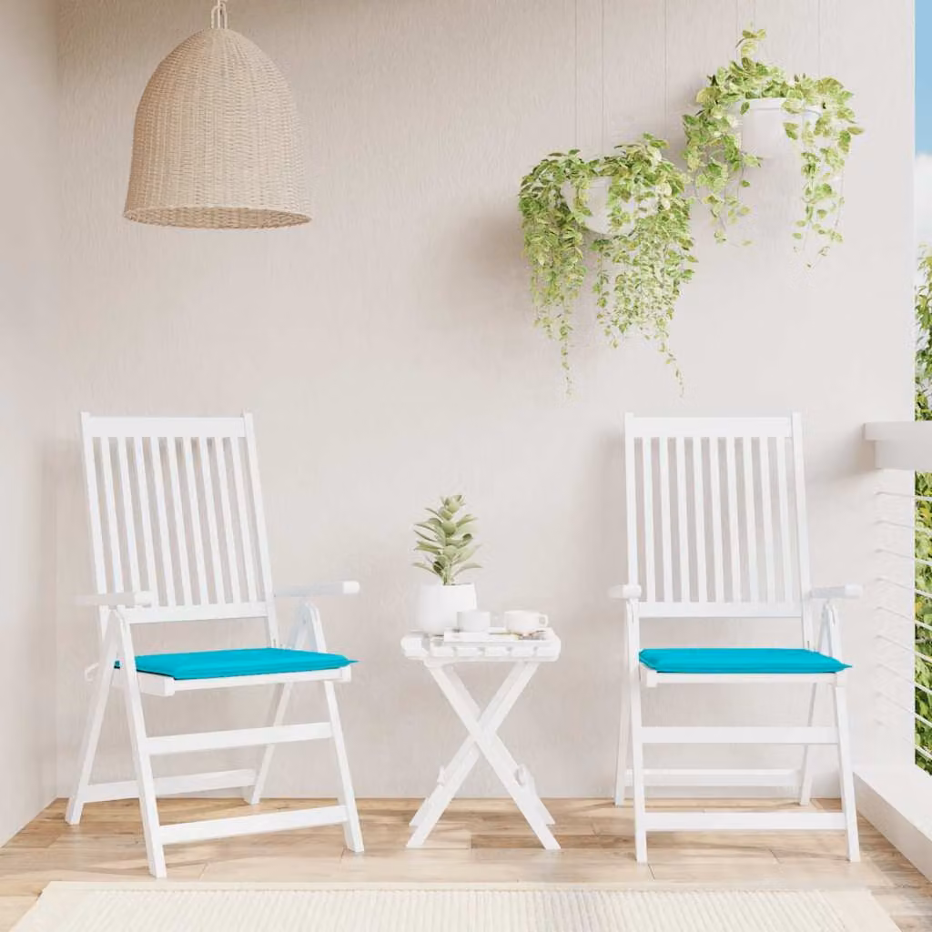 Set di 2 cuscini per sedia vidaXL in tessuto turchese, traspiranti e idrorepellenti, L/P/H: 50 x 50 x 3 cm