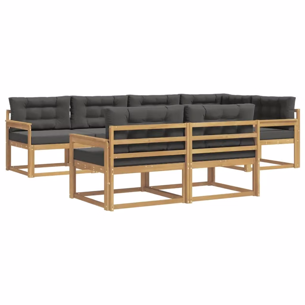 Set di divani da esterno a L vidaXL in legno di acacia con cuscini, Bianco e Antracite – 2