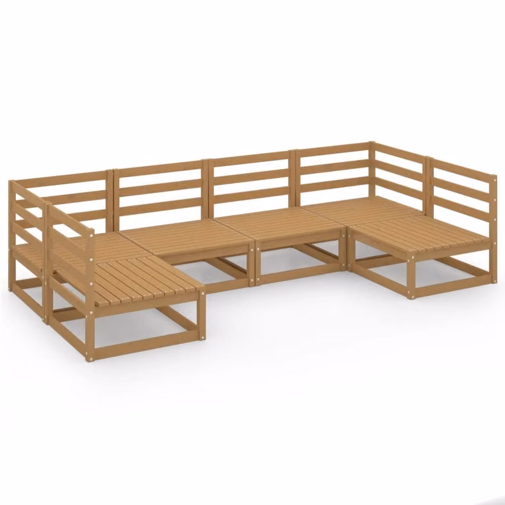 Set Divani da Giardino 6 pz in Legno Massello di Pino