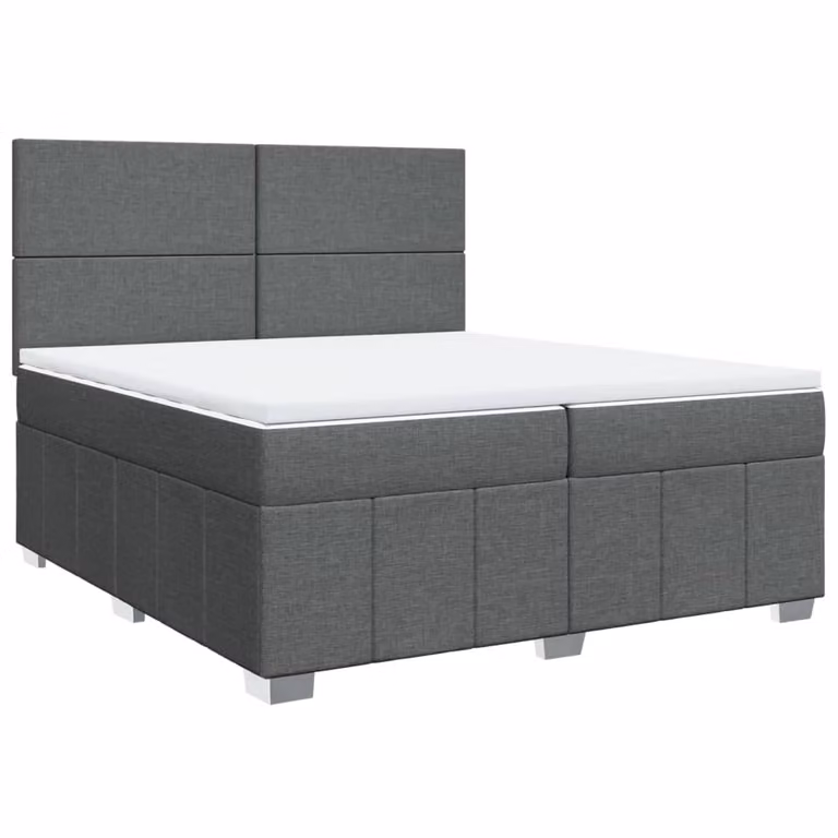 Giroletto a Molle con Materasso Grigio Scuro 200x200 cm Tessuto
