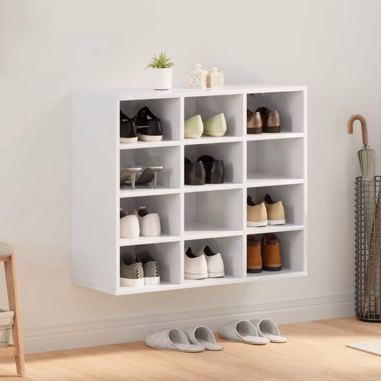 Scarpiera moderna vidaXL in legno MDF bianco L: 77,5 cm, P: 30 cm, H: 67 cm