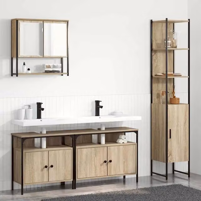 Set di mobili per il bagno 4 pz Rovere Sonoma 3399395