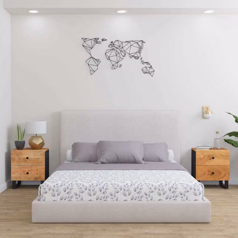 Set di 2 comodini vidaXL in legno di acacia e metallo stile industrial, marrone e nero, L 40 cm x P 33 cm x H 46 cm