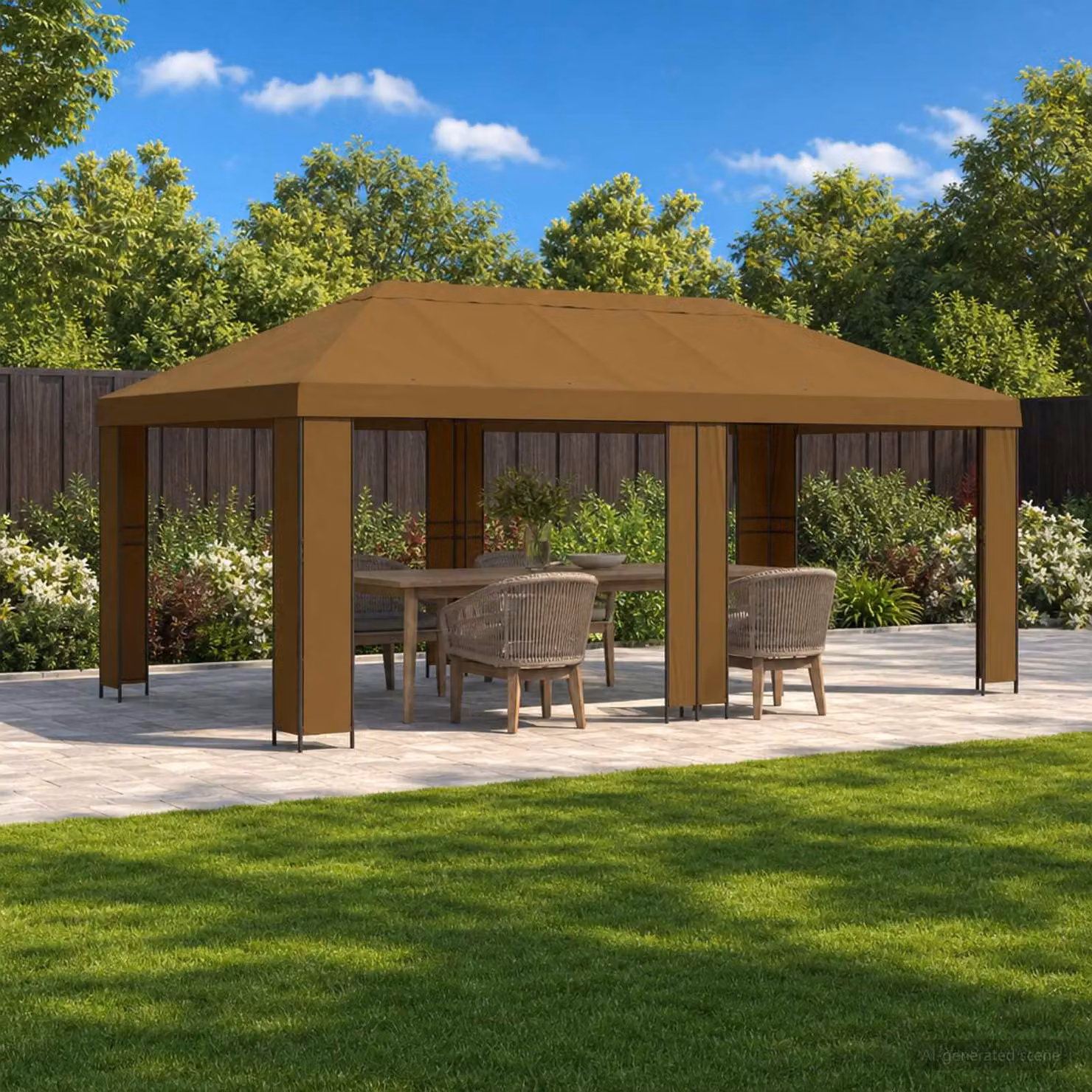 vidaXL Gazebo da giardino in acciaio e poliestere color tortora 6 x 3 m