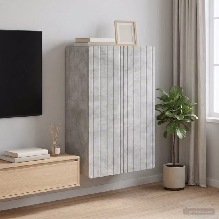 vidaXL Mobiletto a muro moderno in MDF Grigio, L: 66 cm, P: 34,5 cm, H: 92 cm