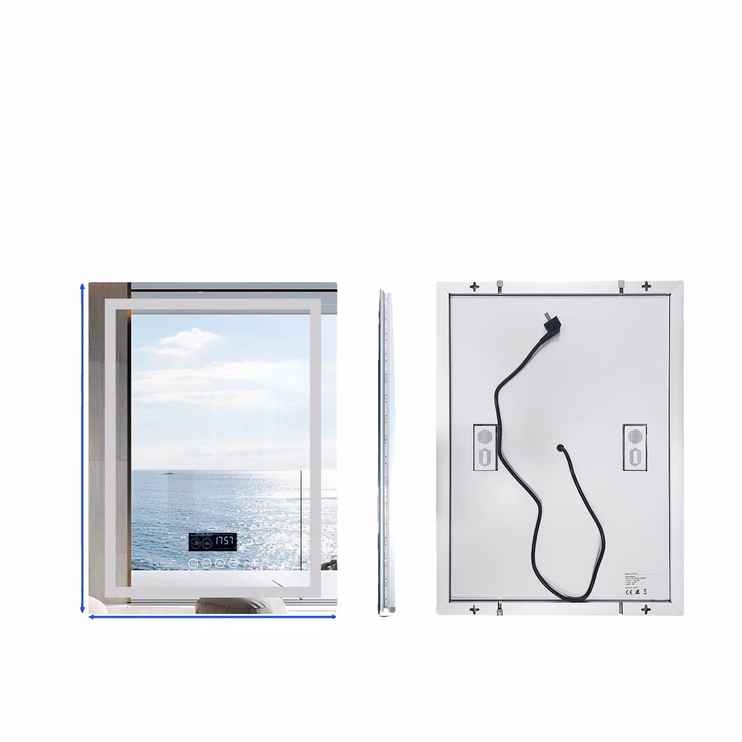 Specchio da bagno Bluetooth, funzione antiappannamento, illuminazione dimmerabile, design moderno, 70x90cm (28x36 pollici)