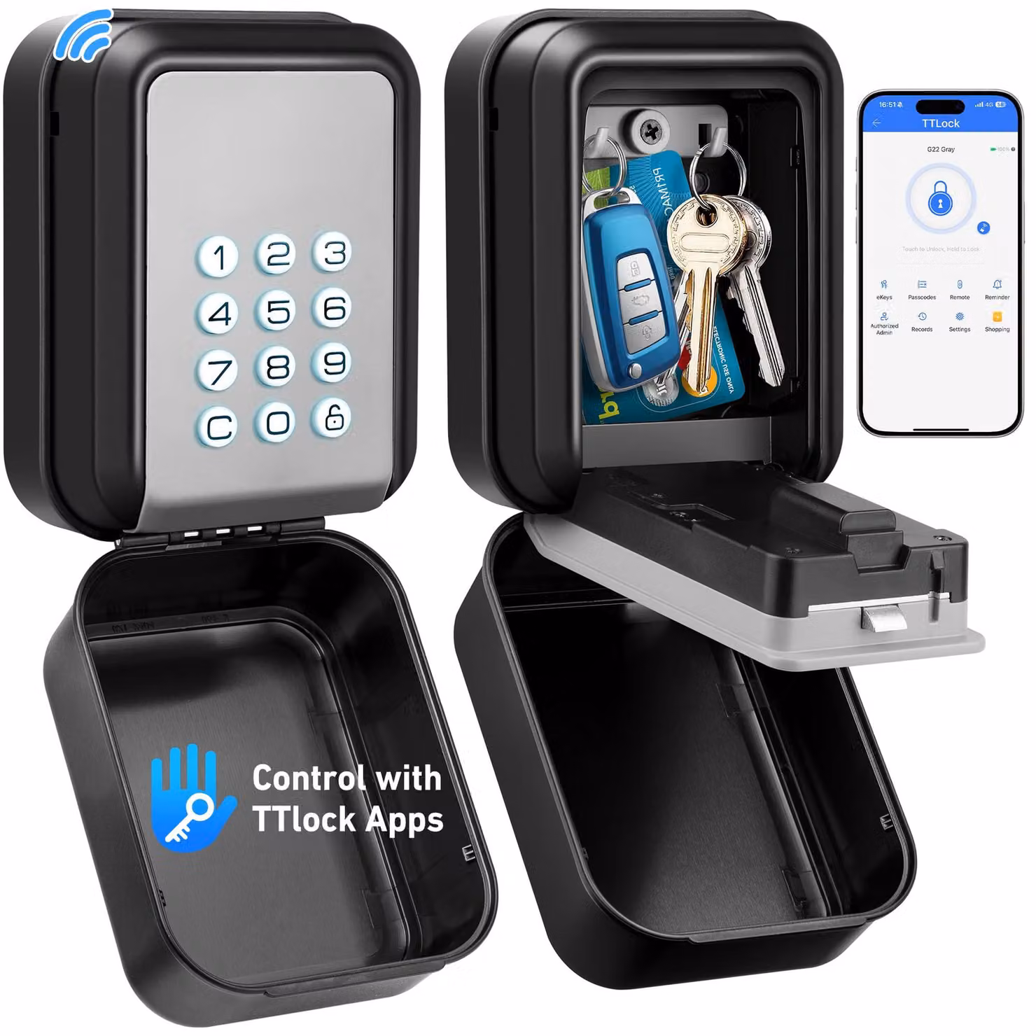 Cassaforte a combinazione, impermeabile, con Bluetooth, antifurto