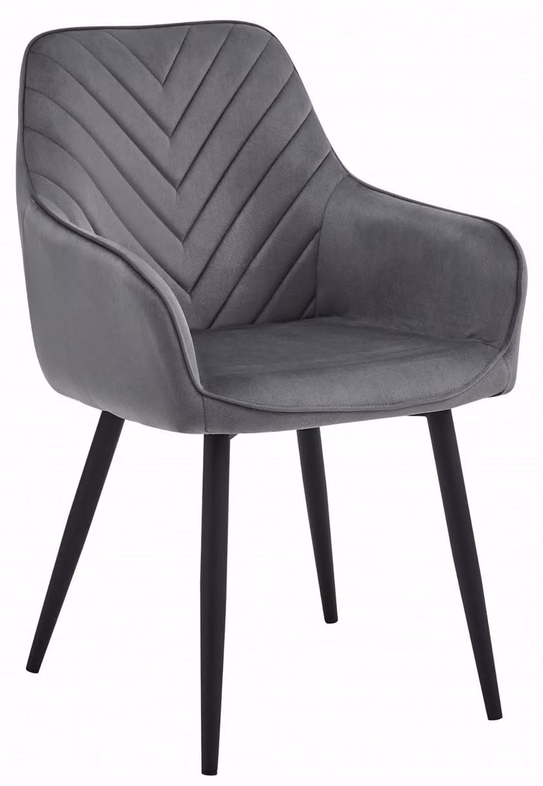 Sedia Nana in Velluto Grigio Scuro con Gambe Nere