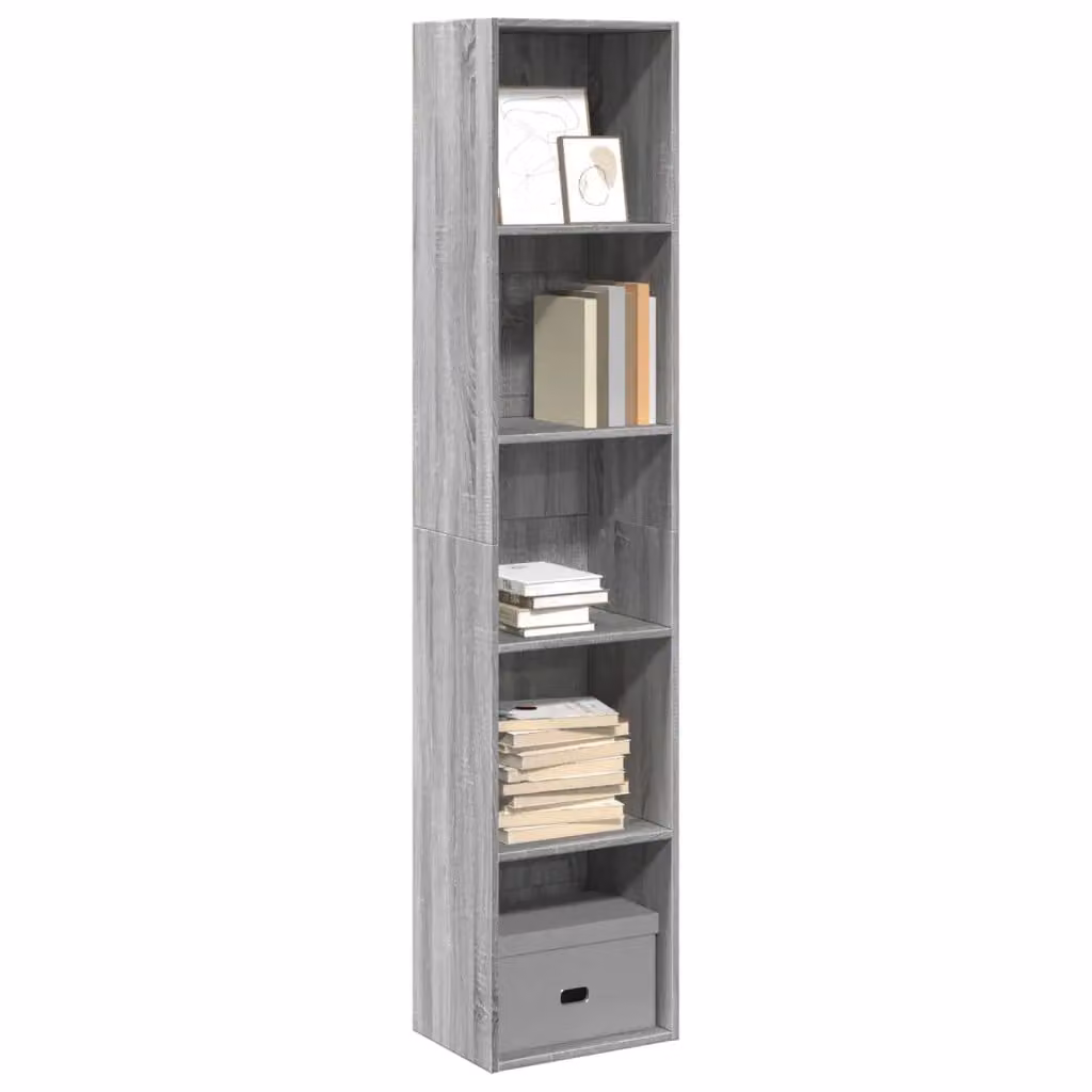Libreria moderna vidaXL in legno e MDF Grigio, da appendere al muro, L 40 cm x P 30 cm x H 189 cm
