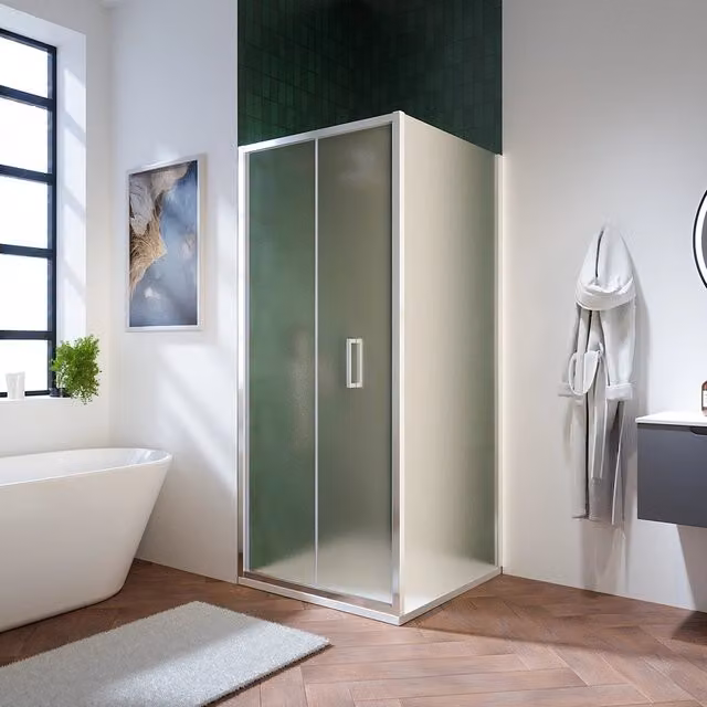 Box doccia 80x70 cm con apertura a libro vetro 6mm opaco h195 cm | Aruba