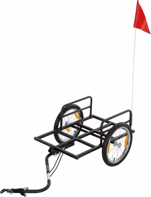 Carrello Rimorchio per Bicicletta Xylo in Acciaio Nero con Capacità di Carico 40kg, L 145 x P 60 x H 42 cm