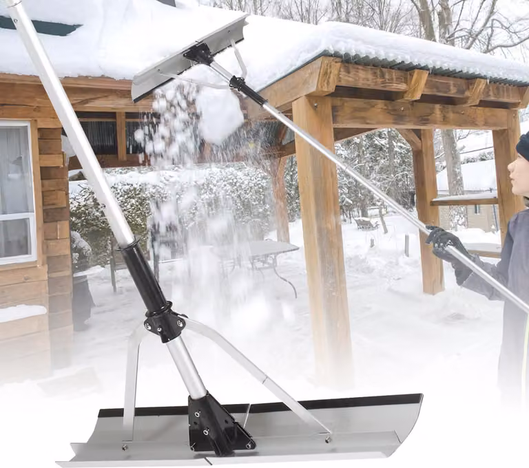 Jayseuw pala da neve per tetti, raggio d'azione 196-636 cm, rimuovi neve per tetti in alluminio, pala da neve rimuovi neve per tetti con impugnatura antiscivolo