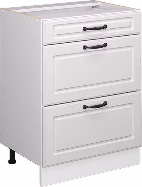 Mobiletto base per cucina Vicco R-Line Bianco rustico con cassetti, senza piano di lavoro, L: 60 cm, H: 81,6 cm, P: 46 cm