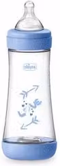Biberon Chicco Perfect 5 in polipropilene con flusso veloce per 4-9 mesi, Azzurro, 300 ml