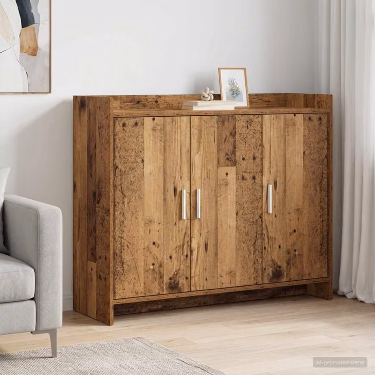 Credenza vidaXL in legno antico marrone con finitura opaca, L 98,5 x P 33 x H 80 cm