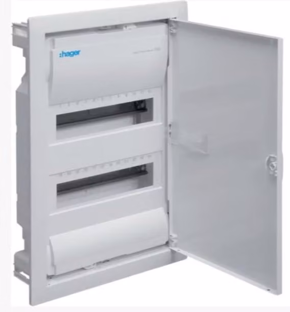 Quadro di distribuzione Volta UPV IP30 2R/ 24M porta bianca Hager VU24NE