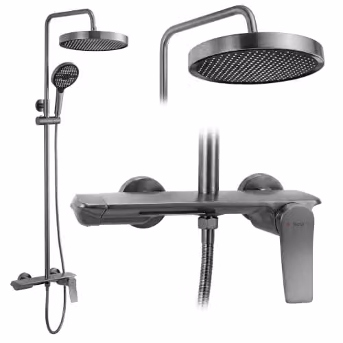 Rea Vision - Set doccia in titanio, 14 x 28 x 114,5 cm