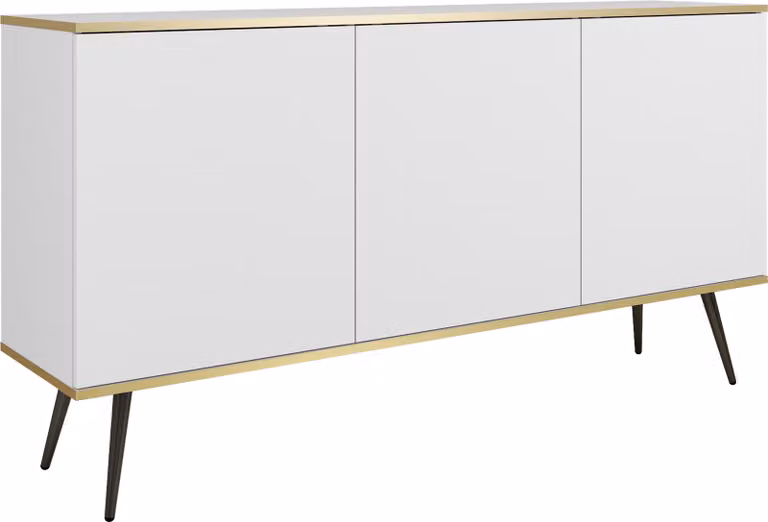 Cassettiera: bianca con gambe nere, 160 x 85 x 39 cm