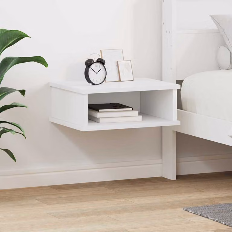 Comodino sospeso vidaXL Bianco in legno MDF L: 40 cm, P: 31 cm, H: 15 cm