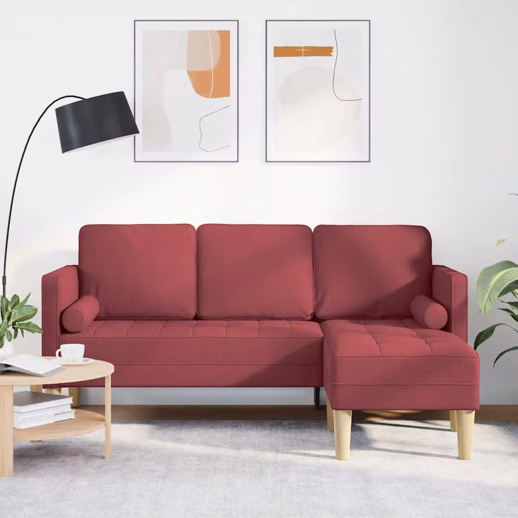Set di divani angolari moderno vidaXL in tessuto rosso e beige, L/P/H: 173 x 131 x 67 cm