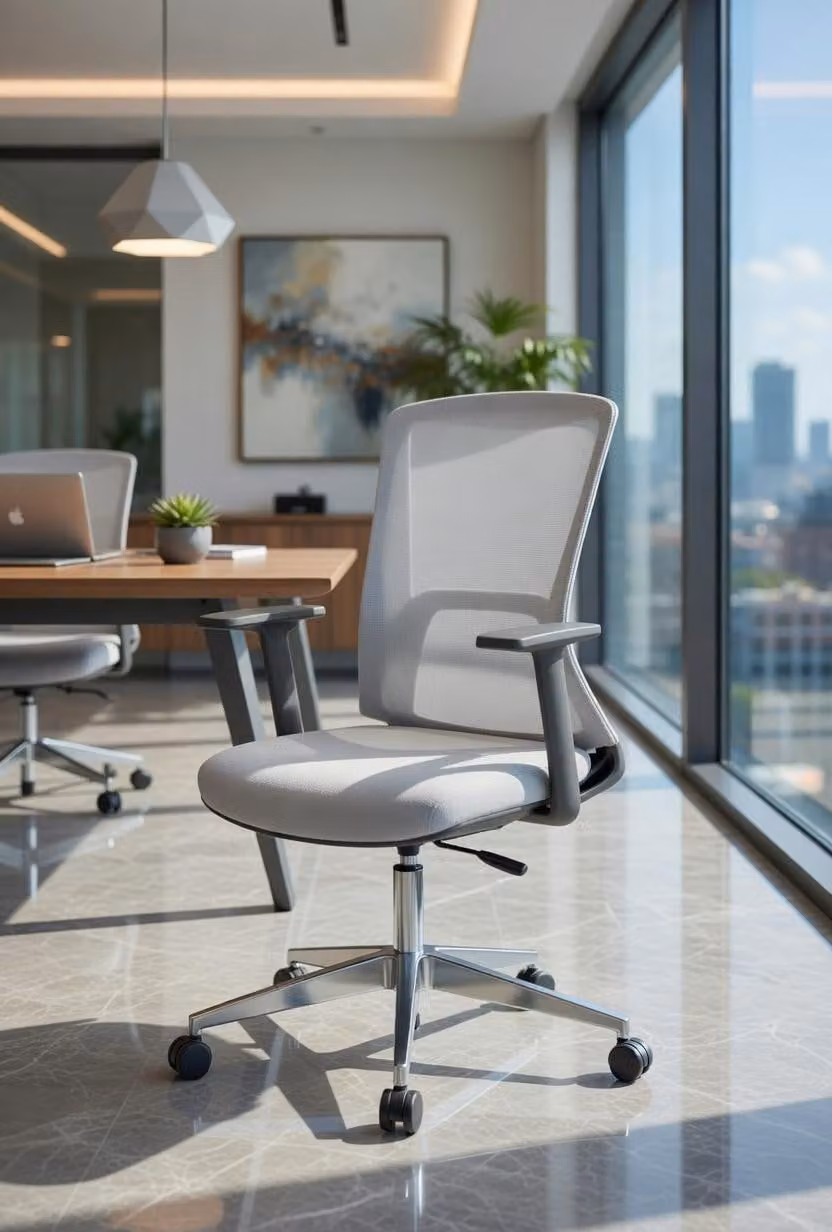 Comoda sedia da ufficio con schienale in rete, ideale per stare seduti a lungo