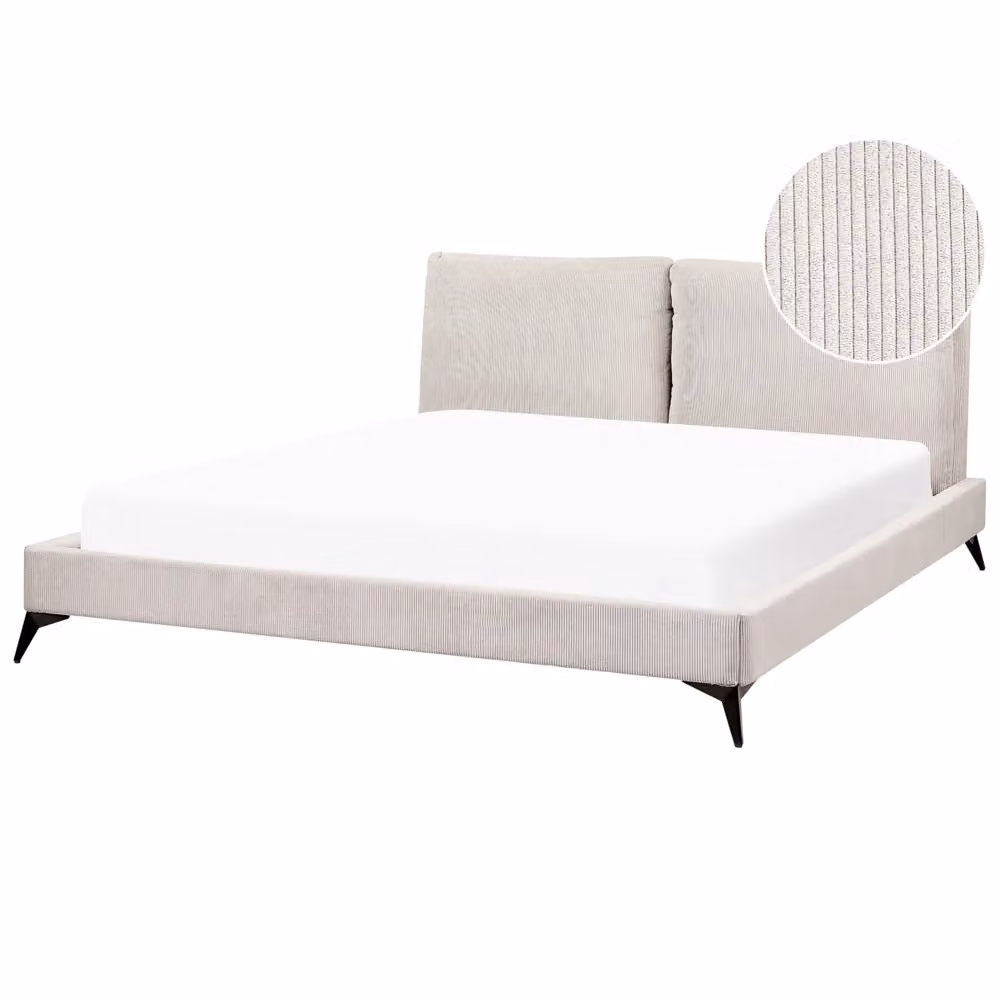 Letto imbottito Beliani in velluto a coste beige L/P: 180 x 200 cm – 2